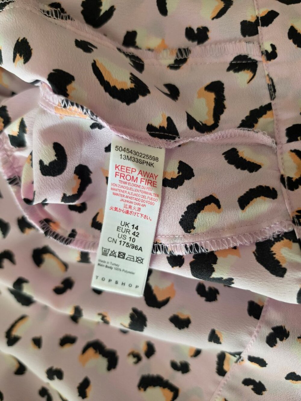 Topshop Pink Leopard Print Balloon Sleeve Blouse US 10 - Picture 15 of 16